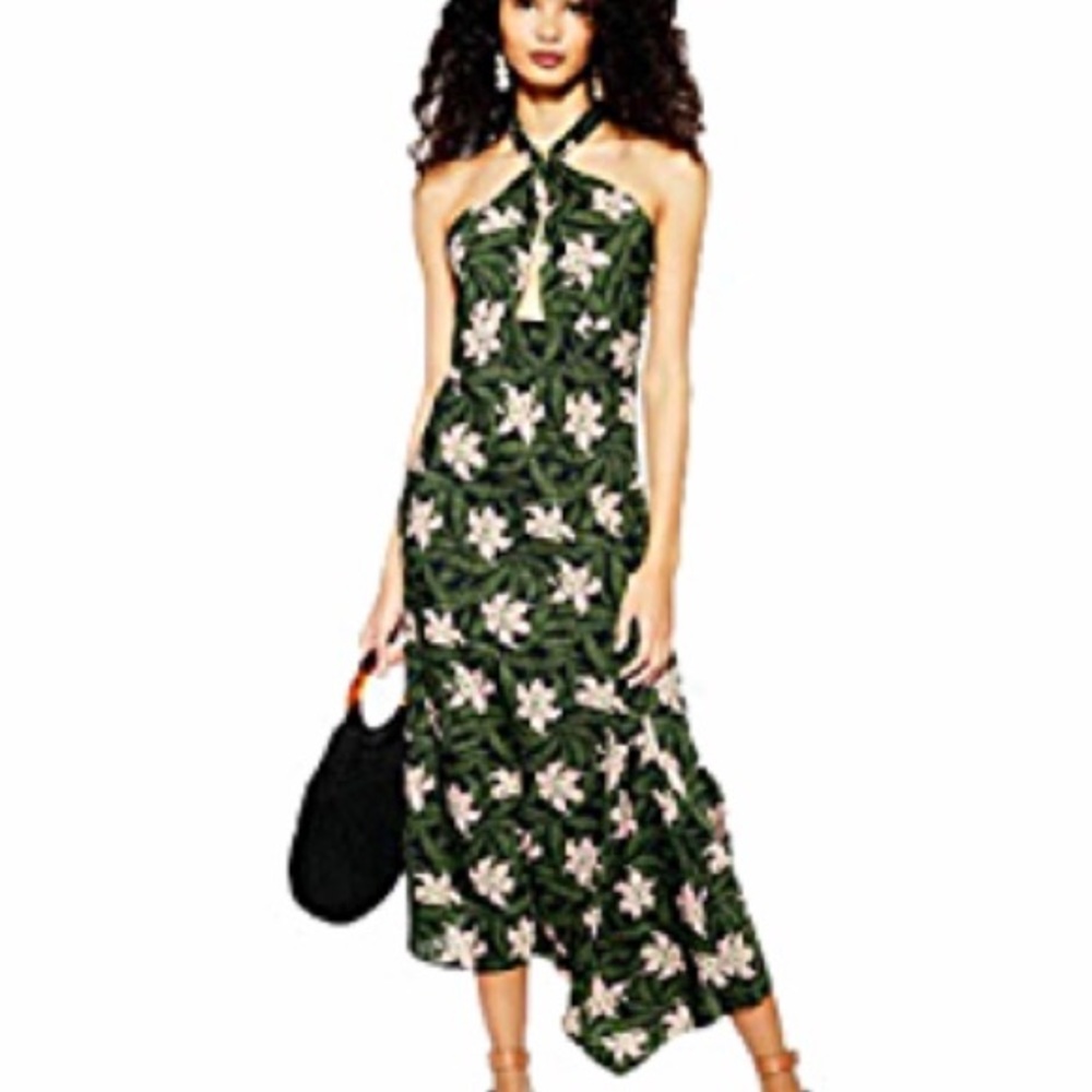 TOPSHOP Hibiscus Floral Midi Dress NWT